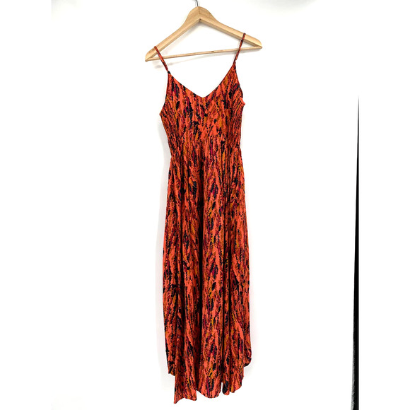 EVEREVE NWT Peyton Jensen Teddi Red Orange Abtract Maxi Dress // XS - Picture 3 of 6
